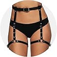 BODIY Punk Leather Thigh Harness Black Rave Waist Belts Leg Garter Belts Body Chain Jewelry for Women and Girls