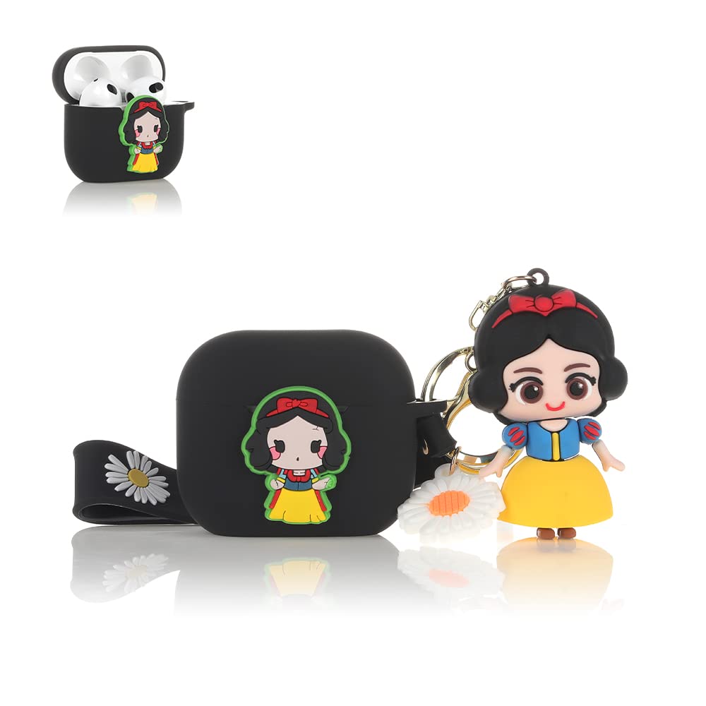 Derhom Airpods 3 Silicone Case Funny Cute Fashion Soft Cartoon Cover Skin Compatible for Apple Airpods 3 [Cartoon with Doll Series ] [2021 Released](Princess)