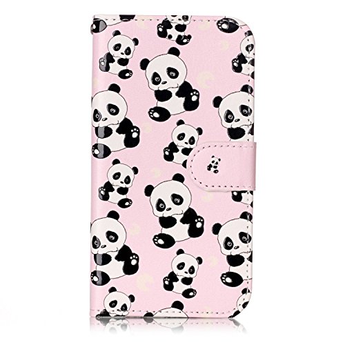 Samsung Galaxy J3 Emerge / J3 Prime / J3 Mission / J3 Eclipse / J3 2017 / J3 Luna Pro Case, Ranyi [Varnish Painting Wallet] [Embossed Pattern] [Card Holder] Flip PU Leather Wallet Case (panda) - Thumbnail 2