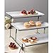 WCI 3 Tier Rectangular Serving Platter Set With Metal Rack - Three Tiered Dessert Cake Appetizer Set Display Tray Stand, WHITE
