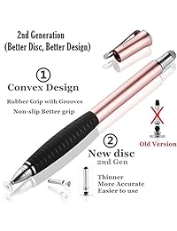 MEKO - Lápiz capacitivo universal para pantalla táctil de 2 en 1 para iPhone, iPad, todas las demás pantallas táctiles capacitivas con 6 puntas de repuesto, paquete de 3 (negro oro rosa azul acuático)