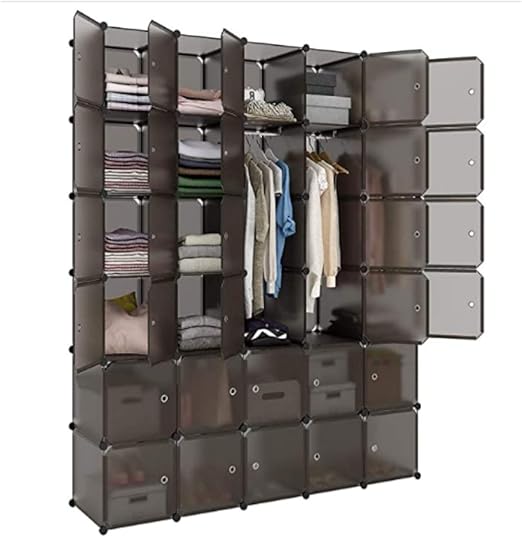 Amazon Com Modular Closet Organizer Plastic Cabinet Wardrobe Cubby Shelving Storage Cubes Drawer Unit Diy Bookcase Closet System Cabinet With Doors For Clothes Shoes Toys Brown Color 30 Cube Home Kitchen