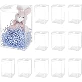 BENECREAT 15Pcs Clear Party Favor Box, Foldable PVC Gift Box for Wedding, Birthday, Valentine's Day, Anniversary, Gifts and Treats Packaging, 4x4x6.3 inches