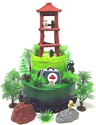 Battle Crusade Survival Royale Gaming Themed Cake Topper with Battle Figures and Resource Themed Accessories