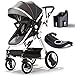 cynebaby Infant Toddler Baby Stroller Carriage Compact Pram Strollers add Tray (Black)