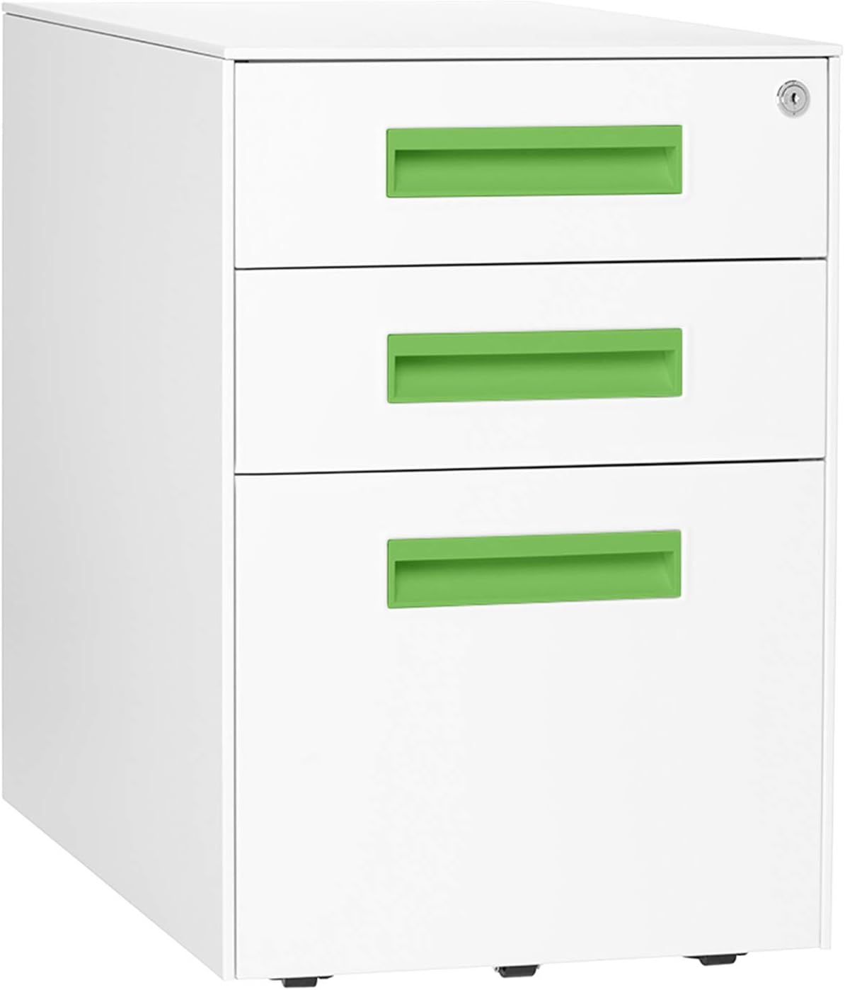 Amazon Com Stockpile Square Mobile 3 Drawer File Cabinet White Bright Green Kitchen Dining
