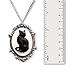 Real Metal Black Cat Cameo Set In Silver Finish Pewter Frame Gothic Pendant Necklace