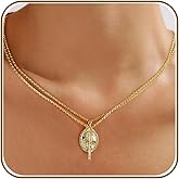 AllenCOCO Gold Cross Necklaces for Women, Crucifix Necklaces, Dainty Virgin Mary Necklace, Virgen de Guadalupe, Layered Pendants Chain Non Tarnish