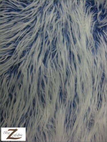 FAUX FAKE FUR FROSTED MONGOLIAN LONG PILE FABRIC - Royal Blue - 60" WIDTH SOLD BY THE YARD SHAGGY