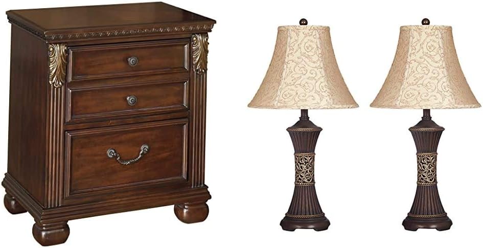 Ashley Furniture Signature Design - Leahlyn Nightstand - Antique Style - Rectangular - Warm Brown: Kitchen & Dining