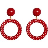 ROSTIVO Acrylic Polka Dot Hoop Earrings For Women – Red and White Dangle Jewelry