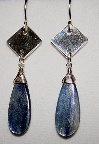 PMC Silver Clay Earrings Featuring Kyanite Elongated Drops