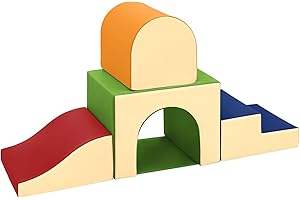 Sumbababy Toddler Climbing Foam Blocks: 4 PCS Indoor Play Gym with Slide and Stairs - Soft Playground Set for Kids - Includes Tunnel for Fun Climbers