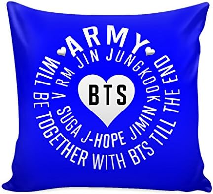 Army will be together with BTS Till The End Decorative Throw Pillow Case Cushion Cover 16" X 16" With Insert (V1) (Blue)