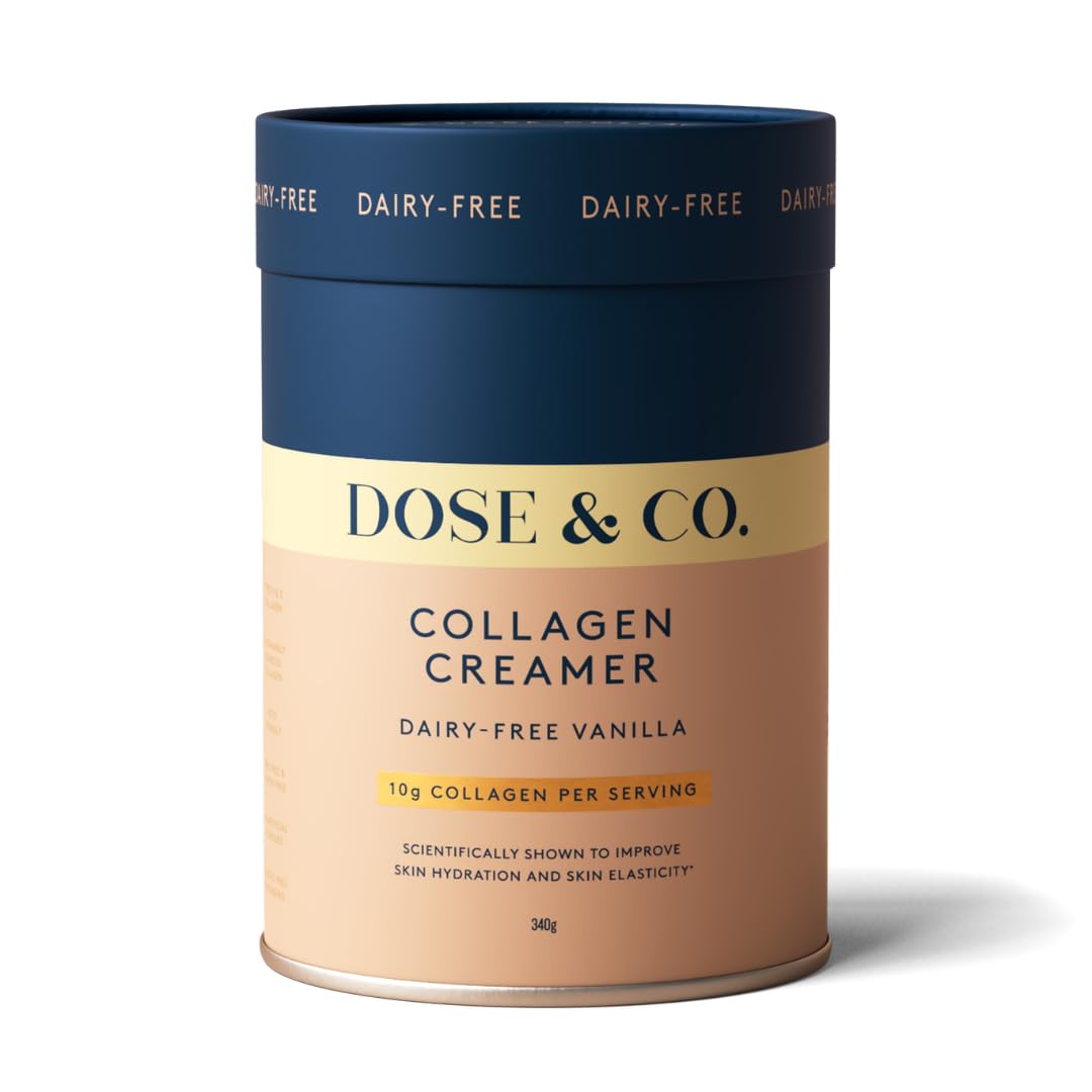 Dose & Co Dairy-Free Vanilla Collagen Creamer – 340g | VERISOL® Hydrolysed Collagen for Skin, Hair & Nails | 12g Protein per Serving | Smooth Coffee Creamer | Sugar-Free, Gluten-Free