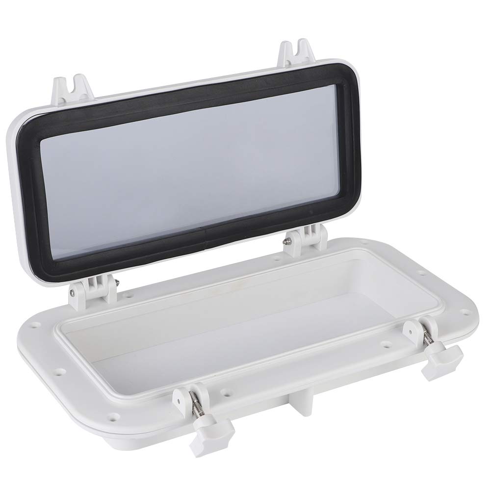 FOKH Rectangular Porthole, Anti-Aging Opening Lighting Ventilation Window, Boat Replacement Window Porthole for Yacht RV (White, 410mm x 220mm)