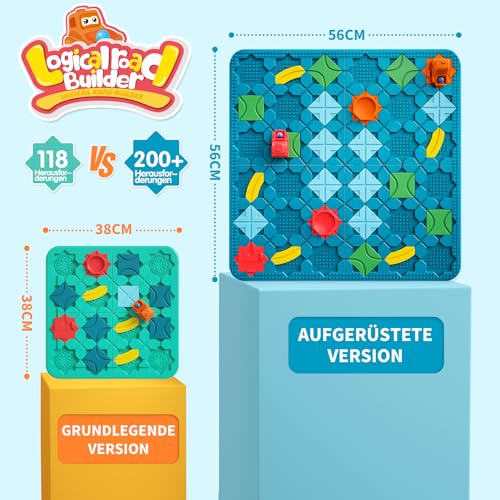 burgkidz Logical Road Builder Board Game for Children 4 5 6 7 8 Years, 56 x 56 cm Large Game Board Labyrinth Puzzle Logic Game with Withdrawal Digger STEM Gift Children's Toy