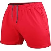 Men's Bodybuilding Workout Gym Shorts 3" 5" Inseam Sports Training Cotton with Pocket