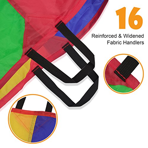 image for Voilamart Parachute 20 Feet for Kids with 16 Handles Zipper Carry Bag,