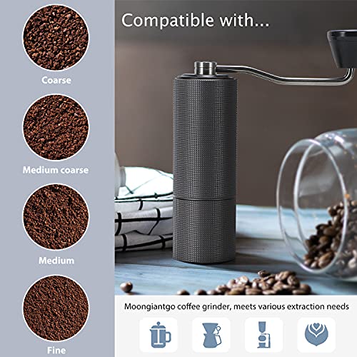 Moongiantgo Macinacaffè Manuale, Ruvidezza della Bava Conica in Acciaio Inossidabile Regolabile, Capacità 25g, Spazio… - immagine 6