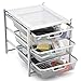 EZOWare 3 Tier Pull Out Organizer Cabinet Sliding Drawers for Bathroom, Office, Countertop, Pantry, k-Cups, Under The Sink, and Kitchen - Silver