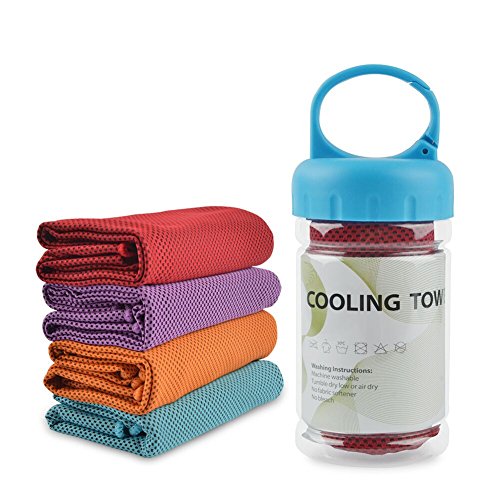 TANCANO Cooling Towel for Sports, Workout, Golf, Yoga, Swimming, Fitness, Gym, Pilates, Travel, Camping 40″x12″ Sweat Towel- Dark Red