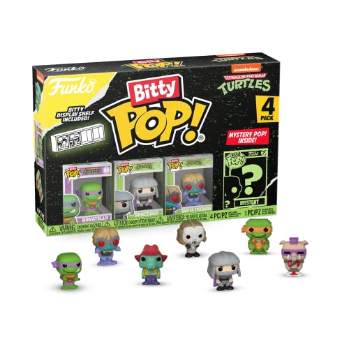 Funko Bitty Pop Teenage Mutant Ninja Turtles (TMNT) - Donatello 4PK - Leonardo, Michelangelo, April O’Neil and A Surprise Mystery Mini Figure - 0.9 Inch (2.2 Cm) Collectable - Gift Idea