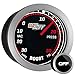 GlowShift Tinted Series 30 PSI Boost/Vacuum Gauge Kit - Includes Mechanical Hose & T-Fitting - White LED Backlit - Smoked Lens - for Car & Truck - 2-1/16