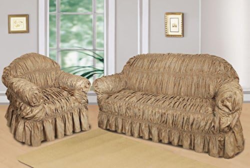 NTT Large Jacquard Sofa Covers for 1, 2 & 3 seater sofa/Arm Chair Alternate to Sofa Throw (Beige, 1 Seater/Arm Chair)