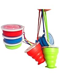 Conjunto de 3 de silicona plegable tazas, leereal