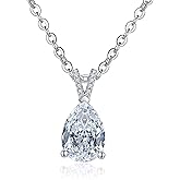 Yeesoth Pear Cut Moissanite Pendant Necklace for Women 2.5CT D Color VVS1 Gold Plated 925 Sterling Silver Necklace with Certificate of Authenticity