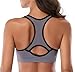 MIRITY Women Racerback Sports Bras - High Impact Workout Gym Activewear Bra Pack of 3 Color Black Grey Blue Size M