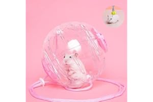 GYWHZC Hamster Running Ball with Rope, Pet Small Animals Exercise Running Toys, Small Silent Exercise Wheel Small Animals Cage Accessories Small Animal Pet Toys Ball (Pink, 7.9"")