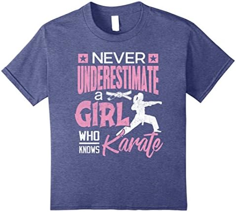 Kids Karate Shirt Never Underestimate A Girl Karate Gift TShirt 10 Heather Blue