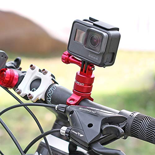 SUREWO Bike Handlebar Mount,360 Degrees Rotation Aluminum Bicycle Seatpost Mount with Screws and Allen Key Compatible with GoPro Hero7/(2018) 6/5 Black,4 Session/Silver,DJI Osmo Action and More (Red)