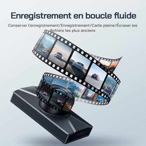 2.5K Dashcam Voiture Avant Arrière, 1440P+1080P FHD Camera Embarquée Voiture, IPS 3" Camera Voiture Grand Angle de 170°+140°, G-Capteur, WDR, 24H Mode Parking, Enregistrement en Boucle