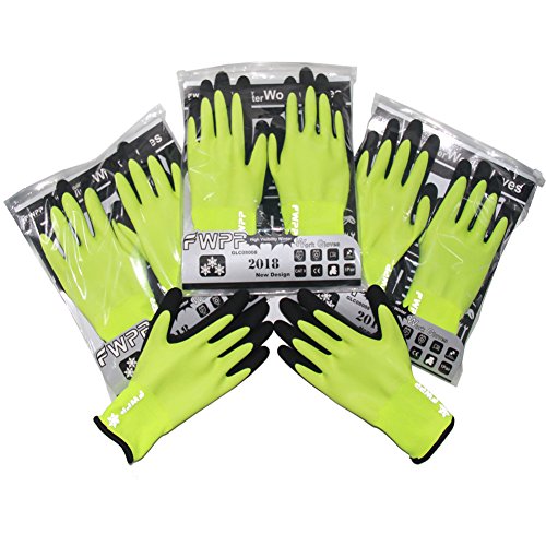 FWPP High Visibility Full Thermal Lining Winter Work Gloves Skid Resistance Comfortable Soft Keep Warm Cold Weather Safety Gloves, Pack of 1Pair Large