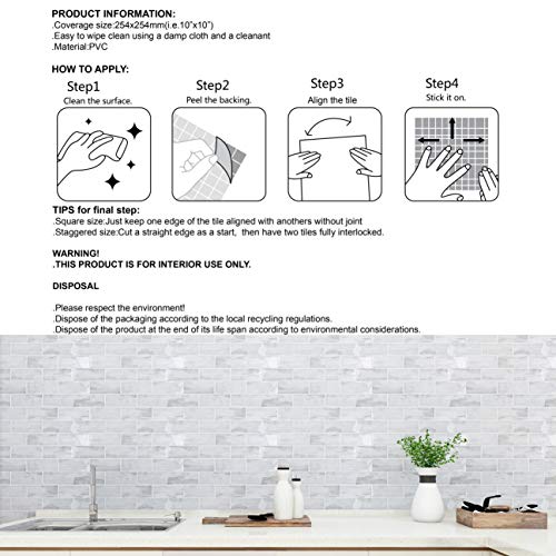 HomeyMosaic Peel and Stick Backsplash Tile No Grouting 3D Wall Vinyl