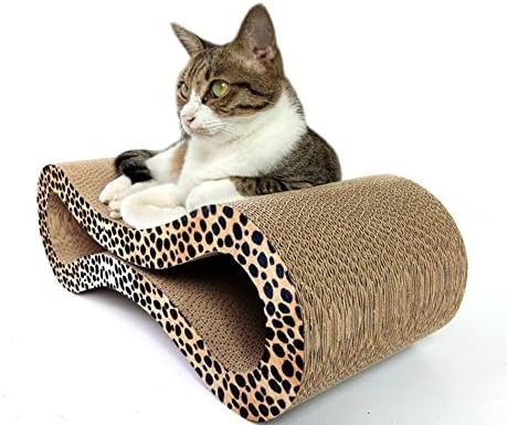 Yingealy Durable and Soft 8-Shape Corrugated Large Corrugated Paper Cat Scratcher Board(Leopard Print)