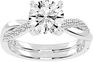 DIAMOND DOMAIN Twisted Style Round Cut Solitaire Lab Grown Diamond Engagement Anniversary Wedding Ring In 14K Gold Platinium for Women (1-5 Ct, F-G Color, VS1-VS2 Clarity) IGI Certified