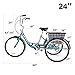 Hiram Adult Tricycle Trike Cruise Bike Three-Wheeled Bicycle with Large Size Basket for Recreation, Shopping, Exercise Men’s Women’s Bike (24inch/Midnight Green)thumb 1