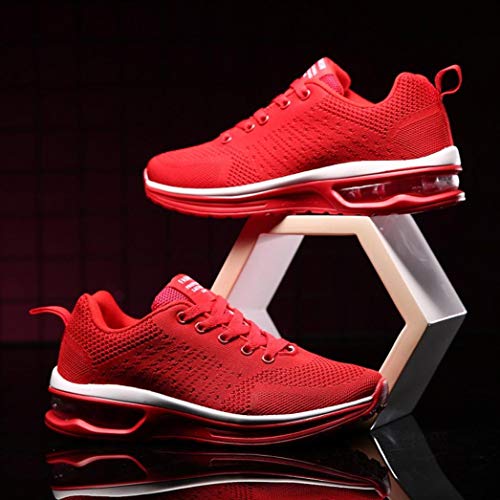 Sunshinehomely Women Mens Couple Flying Weaving Mesh Shoes Outdoor Casual Comfortable Running Sports Shoes Sneakers (Red, US:6.5)