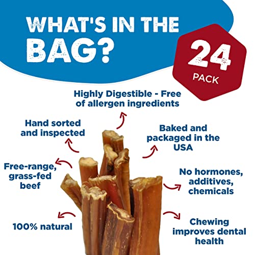 Best Bully Sticks 6 Inch AllNatural Thin Bully Sticks for Dogs 6