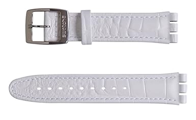 Original SWATCH Ersatzarmband 'CHRONO WHITE LEATHER' 19mm (AYCS001)