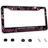 Breast Cancer Awareness License Plate Frame Hope Fight Stainless Steel Car Accessories Personalized License Plate Fits Standard U.S. Vehicles Size: 12.2 x 6 Inches for Men Women