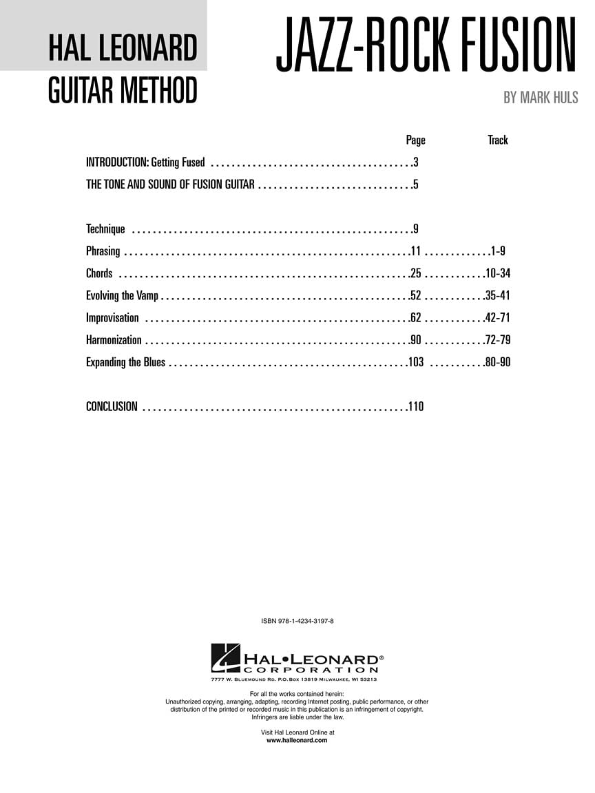 Hal Leonard Guitar Method Jazz-Rock Fusion Guitar Bk/Cd (Hal Leonard Guitar Method (Songbooks))