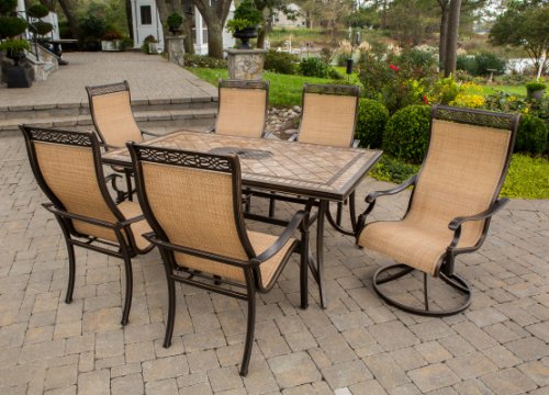 Hanover MONACO7PCSW Monaco 7-Piece High-Back Sling Outdoor Dining Set