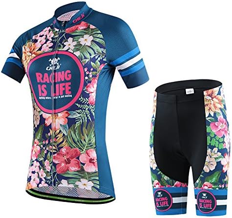 Ateid Women's Cycling Jersey Set Short Sleeve with 3D Padded Shorts