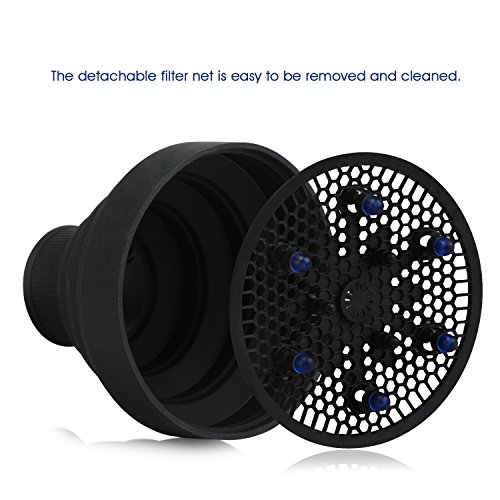 Segbeauty Foldable Sillicone Hair Bolw Dryer Attachment for Dry Hair, Hair Dryer Diffuser for Shining Heather Soft Hair, Portable for Travel -- Black