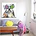 SEVEN WALL ARTS - Modern Hand Painted Animal Painting Cute Pet Pit Bulls Dog with Butterfly with Stretched Frame Gift for Kids Room Home Decor 24 x 24 Inch
